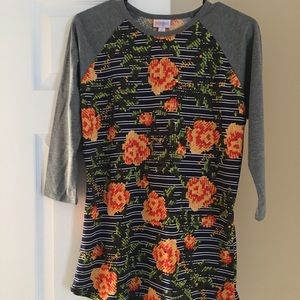 Lularoe Floral/Striped Randy Tee